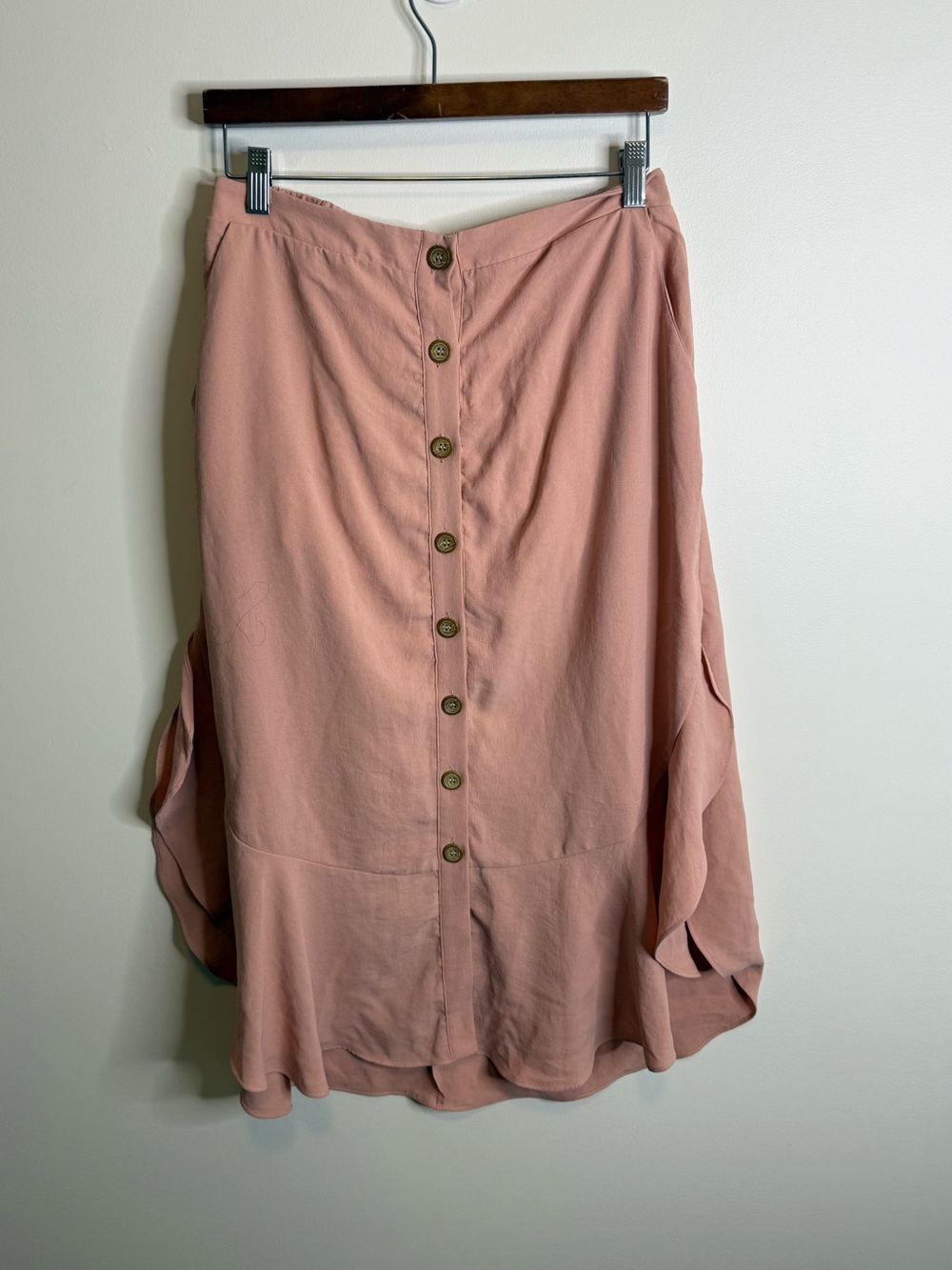 Lulu's Dusty Rose Button-Front Skirt